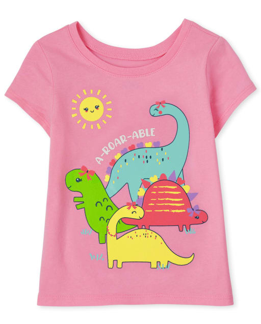Camiseta con estampado de dinosaurio para bebés y niñas pequeñas
