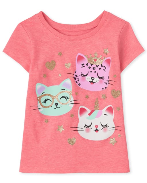 Camiseta con estampado de gatos para bebés y niñas pequeñas
