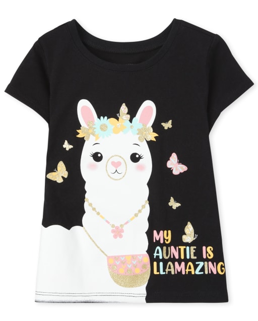 Baby And Toddler Girls Auntie Llama Graphic Tee