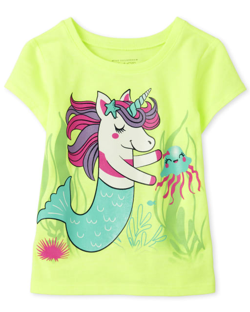 Baby And Toddler Girls Mermaid Unicorn Graphic Tee