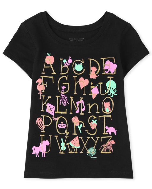 T-shirt graphique ABC pour bébés et petites filles