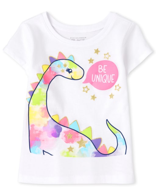 Baby And Toddler Girls Tie Dye Dino Graphic Tee