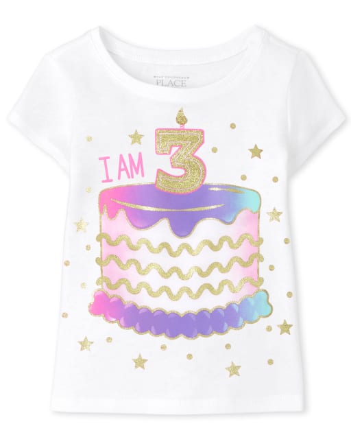 Camiseta gráfica de 3 cumpleaños para bebés y niñas pequeñas