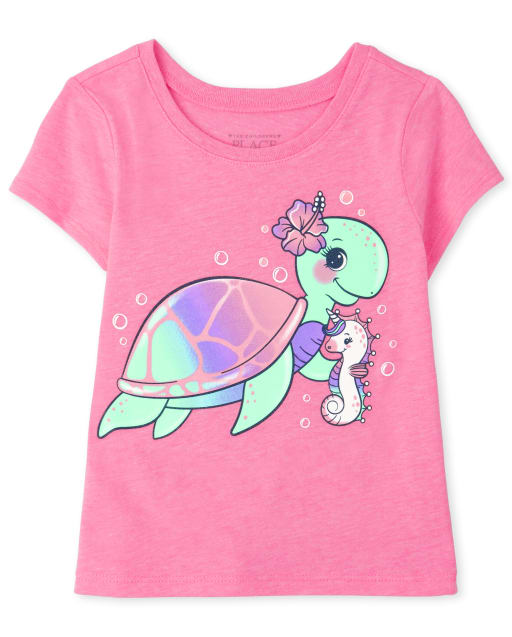 Camiseta con gráfico de tortuga marina para bebés y niñas pequeñas