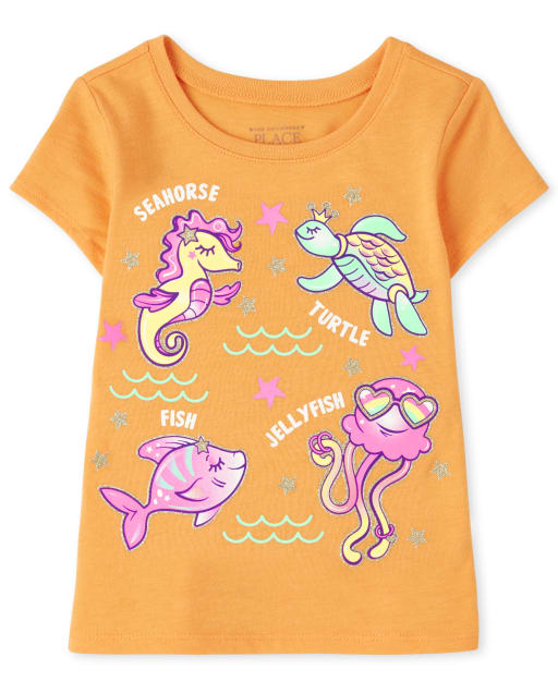 Baby And Toddler Girls Sea Animals Graphic Tee