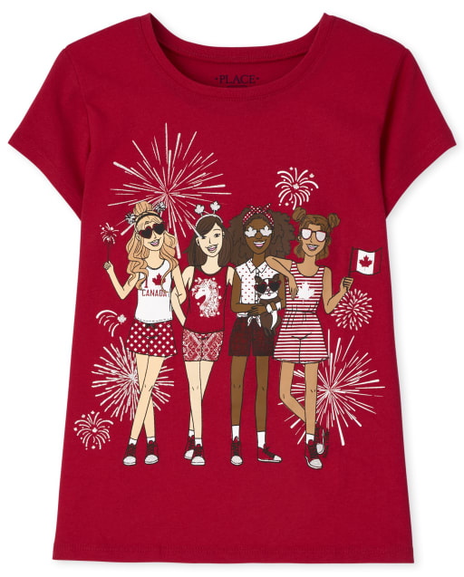 T-shirt graphique de l'escouade de la fête du Canada pour filles