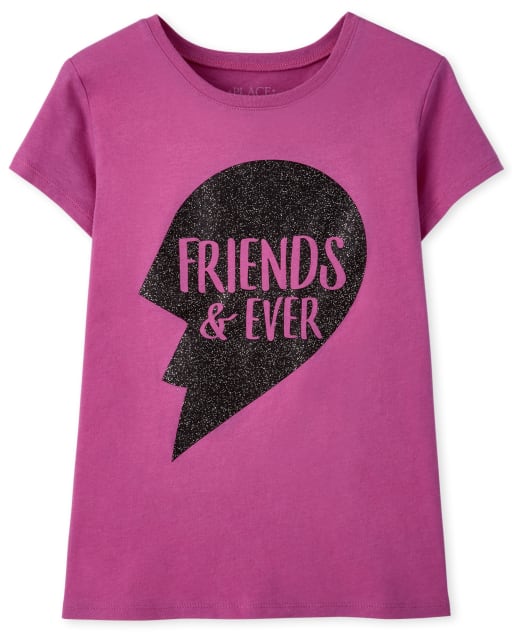 Girls Short Sleeve 'Friends And Ever' Best Friends Graphic Tee