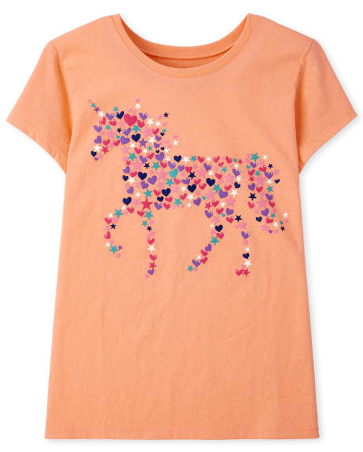 Girls Unicorn Heart Graphic Tee
