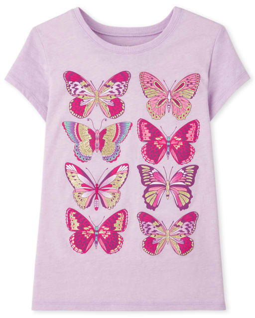 T-shirt graphique papillon pour filles