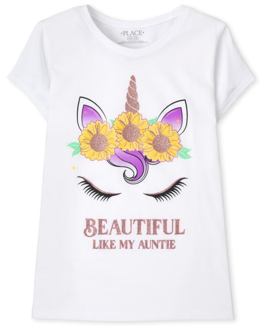 Girls Unicorn Auntie Graphic Tee