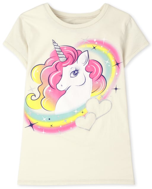 Girls Unicorn Rainbow Graphic Tee