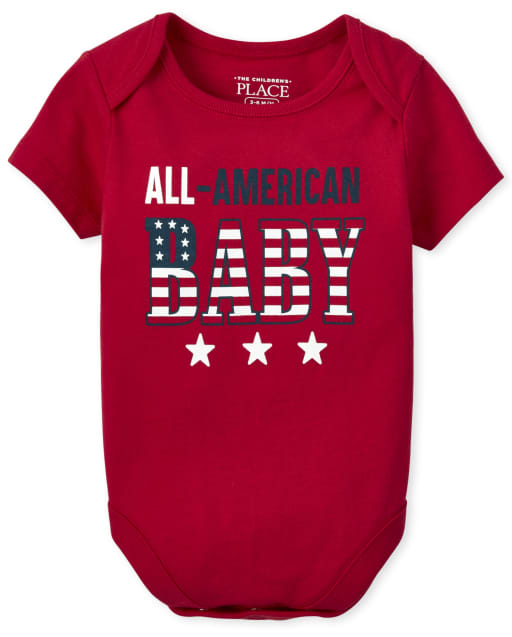 Body gráfico unisex de manga corta para bebé a juego con la familia Americana All American Baby