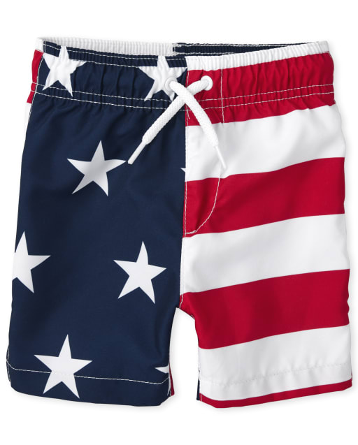 Toddler Boys Americana Flag Swim Trunks