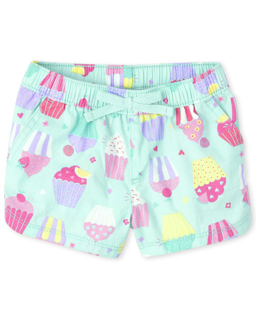 Shorts de sarga estampados para bebés y niñas pequeñas
