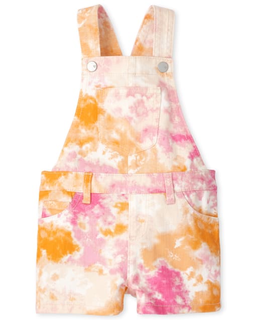 Baby And Toddler Girls Tie Dye Twill Shortalls