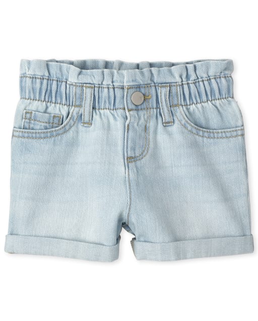 Shorts vaqueros con cintura paperbag para bebés y niñas pequeñas
