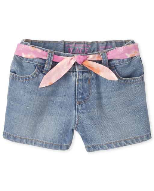 Shorts de mezclilla con cinturón para bebés y niñas pequeñas