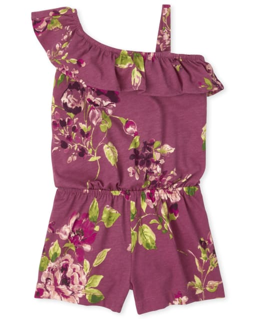 Mameluco floral de un hombro para bebés y niñas pequeñas
