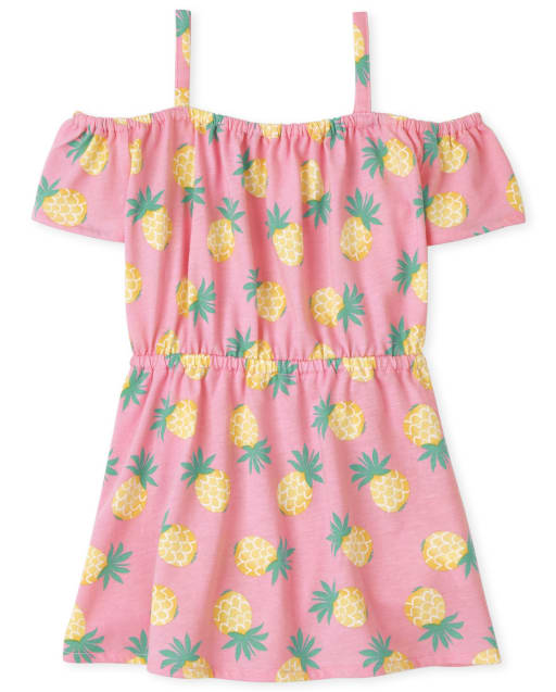 Vestido con hombros descubiertos y piña para bebés y niñas pequeñas