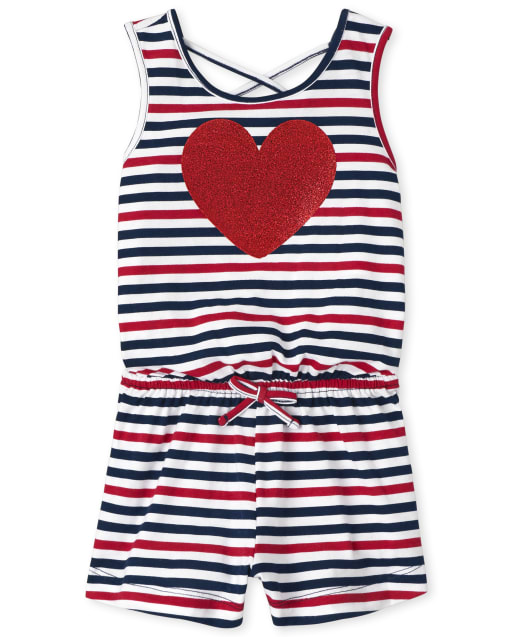 Baby And Toddler Girls  Americana Striped Romper