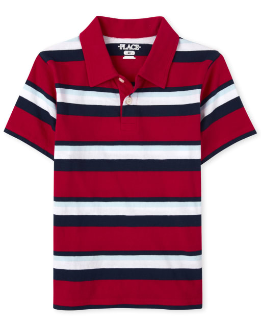 Boys Striped Jersey Polo