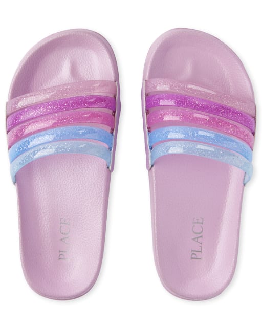 Girls Striped Jelly Slides