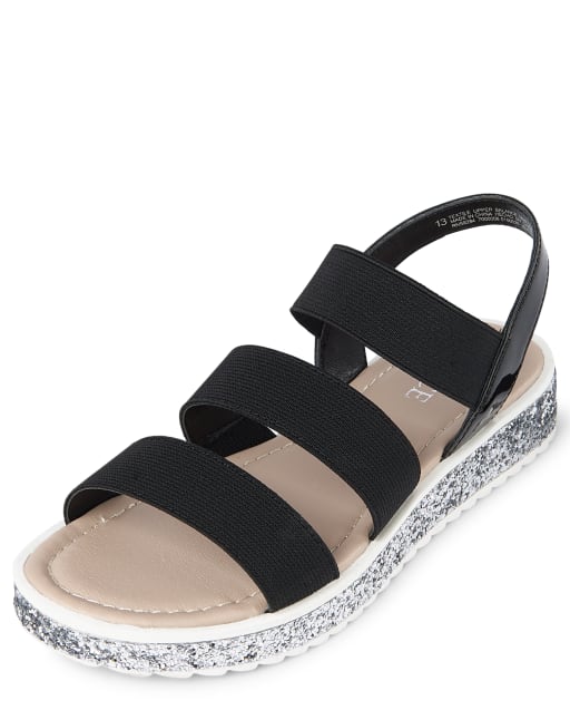 Girls Glitter Elastic Sandals