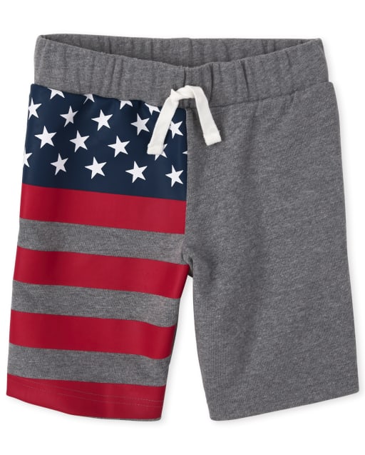 Shorts de felpa francesa con bandera americana para niños