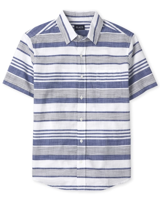 Chemise boutonnée en chambray rayé papa et moi pour hommes