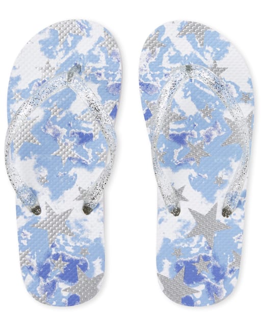 Girls Tie Dye Stars Flip Flops
