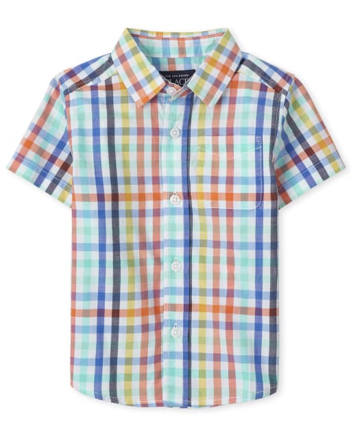 Baby And Toddler Boys Plaid Poplin Button Up Shirt