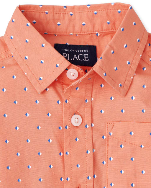 The Childrens Place Baby Boys Short Sleeve Printed Poplin
