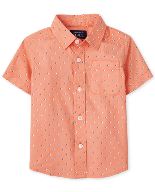 Baby And Toddler Boys Print Poplin Button Up Shirt
