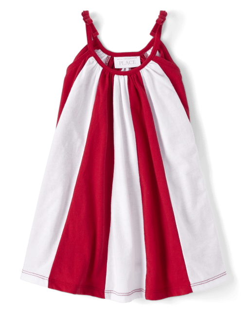 Toddler Girls Striped Tie Shoulder Dress