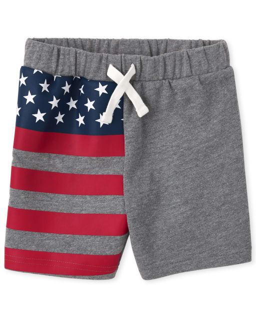 Pantalones cortos de rizo francés con bandera americana para bebés y niños pequeños