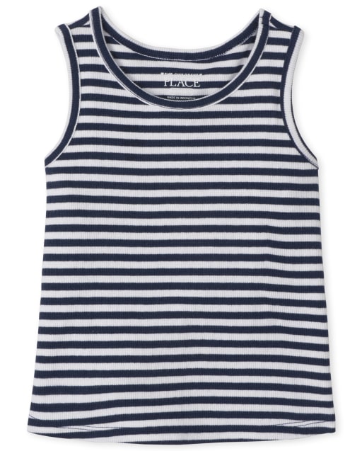 Baby And Toddler Girls Sleeveless Striped Ribbed Tank Top
