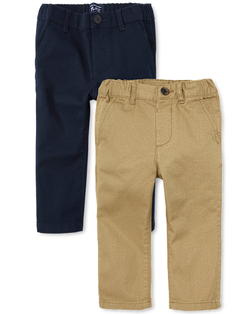 Baby And Toddler Boys Uniform Stretch Straight Chino Pants 2-Pack