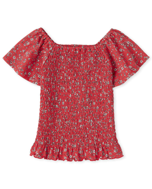 Top fruncido con estampado para niñas