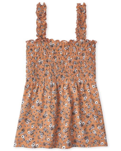 Girls Print Smocked Tank Top