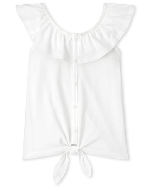 Girls Ruffle Tie Front Top