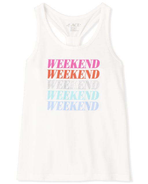 Girls Graphic Knotted Tank Top