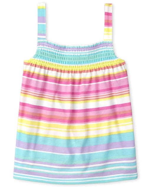 Girls Print Smocked Tank Top