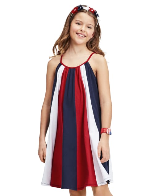 Girls Americana Sleeveless Colorblock Knit Dress