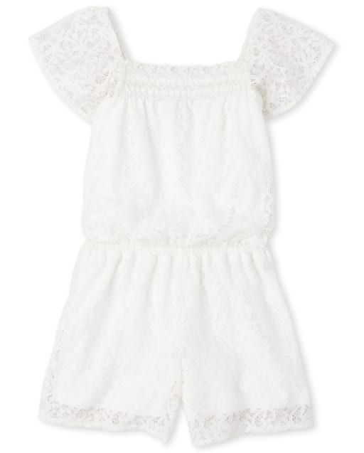 Girls Lace Ruffle Romper