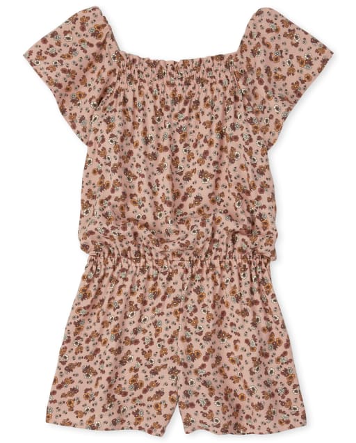 Girls Floral Ruffle Romper