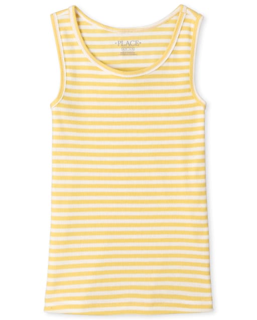 Girls Rainbow Striped Ribbed Tank Top