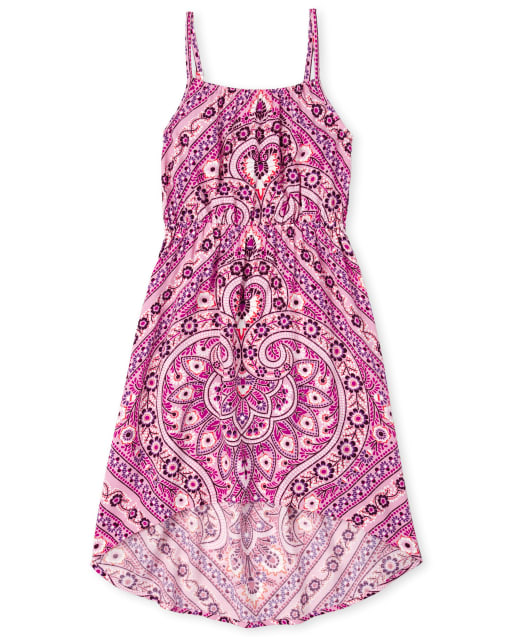 Girls Medallion High Low Dress