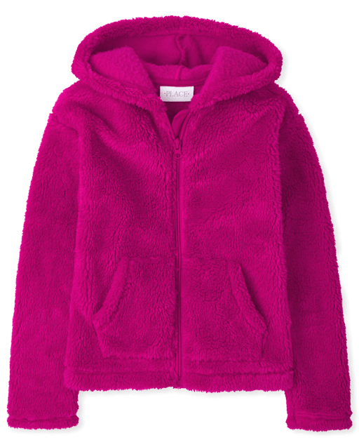 Girls Sherpa Zip-Up Hoodie