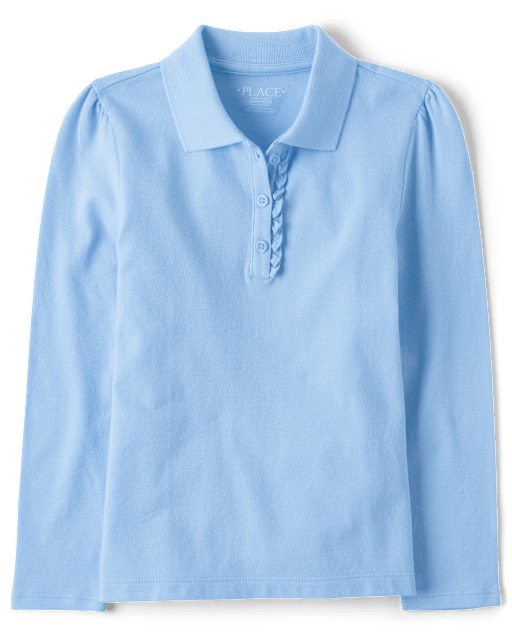 Girls Uniform Ruffle Pique Polo - Plus