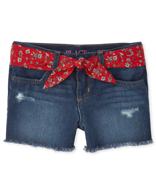Short en jean avec ceinture pour fille